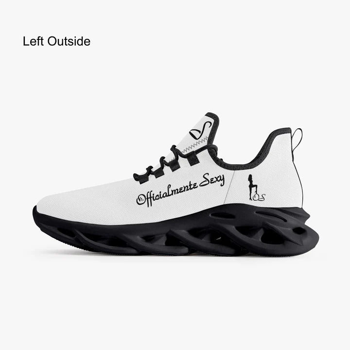 Italian Officialmente Sexy Solid Color Collection Bounce Mesh Knit Sneakers - White