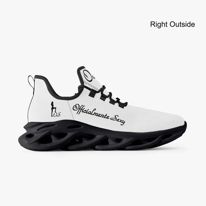 Italian Officialmente Sexy Solid Color Collection Bounce Mesh Knit Sneakers - White