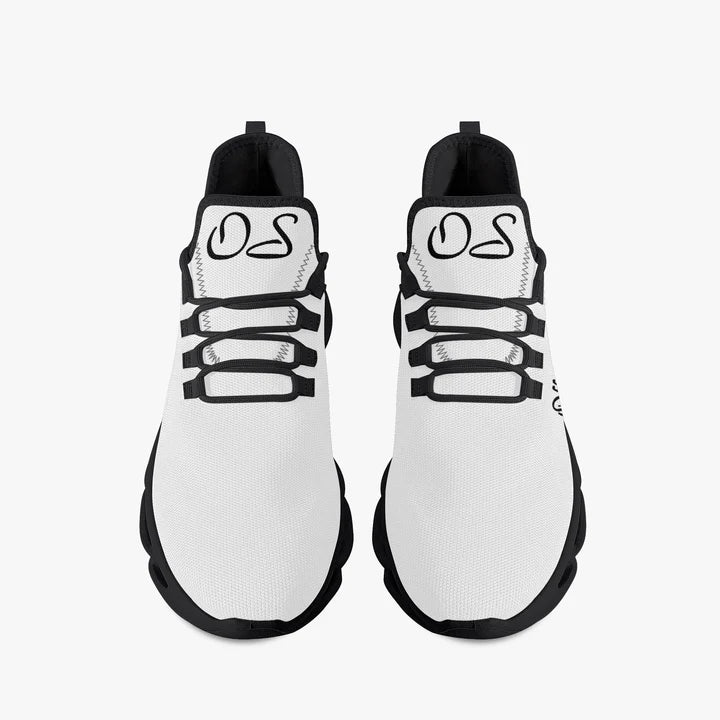 Italian Officialmente Sexy Solid Color Collection Bounce Mesh Knit Sneakers - White