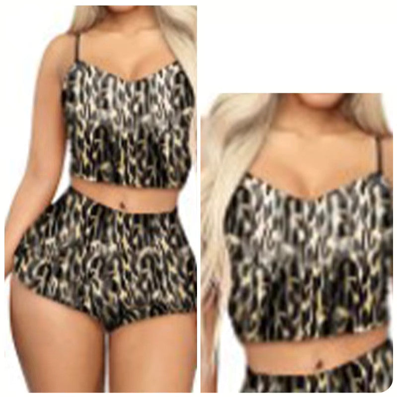 Women's Sexy 2 Piece Velvet Spaghetti Strap Top And Shorts Pajama Sleepwear Set