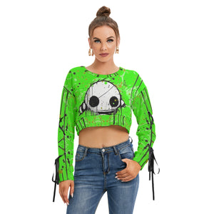 Officially Sexy Creepy Boy Collection Women's Long Sleeve Cropped Neon Green Sweatshirt Front