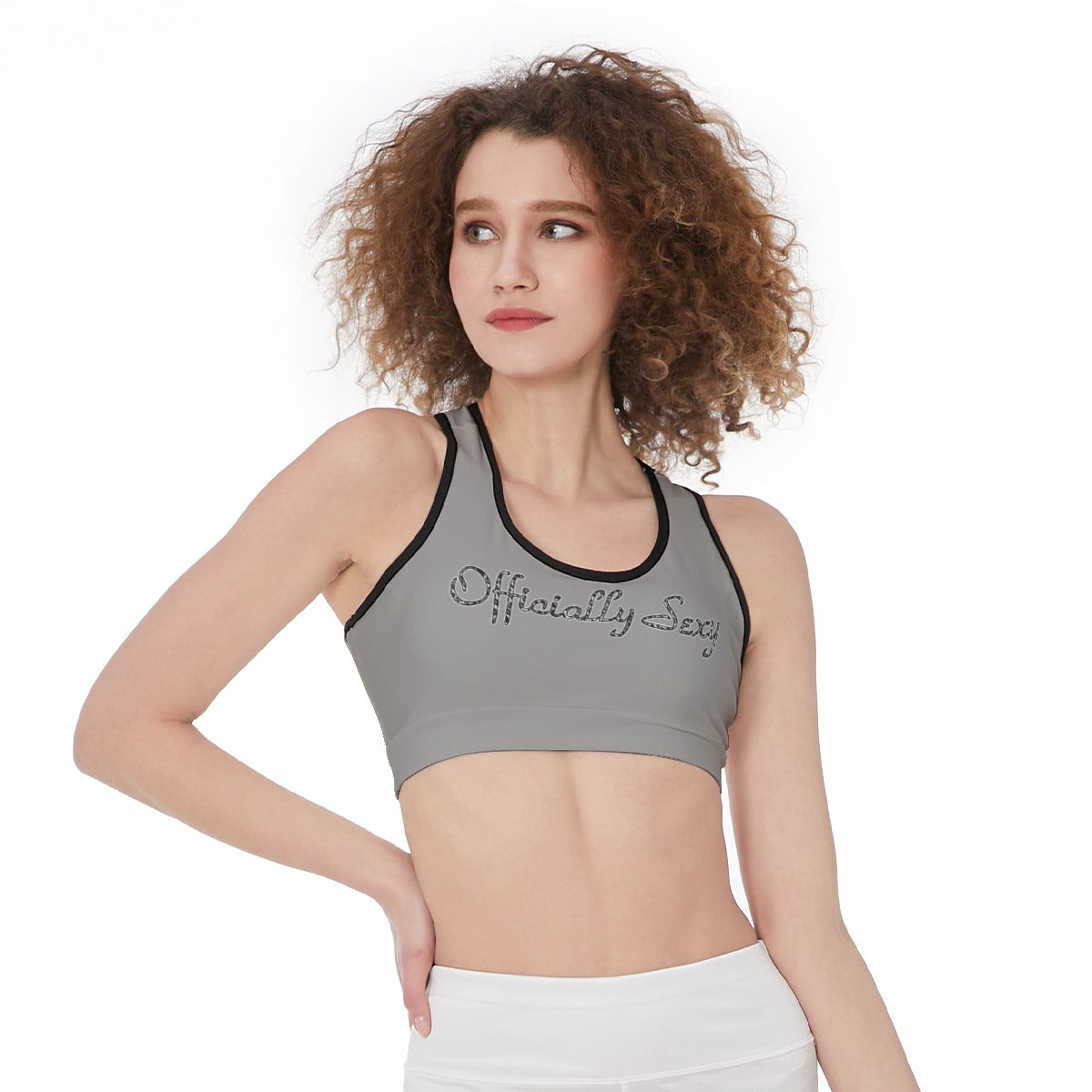 Officially Sexy Grey Snow Leopard Print Collection Sports Bra 1