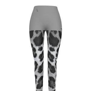 Officially Sexy Grey Snow Leopard Print Collection Women's Grey High Waist Booty Popper Leggings #2 (English) 1