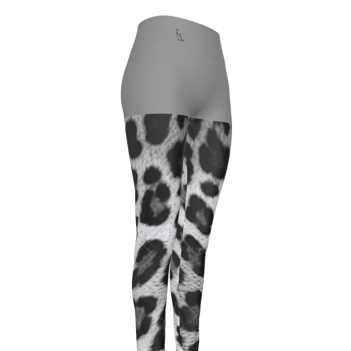 Officially Sexy Grey Snow Leopard Print Collection Women's Grey High Waist Booty Popper Leggings #2 (English) 2