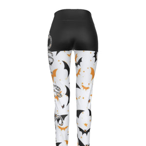 Officially Sexy Halloween Collection Black and Orange Bats Women's Black High Waist Booty Popper Leggings #2 (English)3