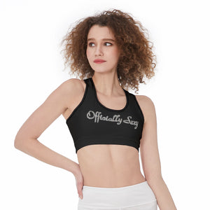 Officially Sexy Halloween Collection Black and Orange Bats Women's Black Sports Bra #2 (English) 1