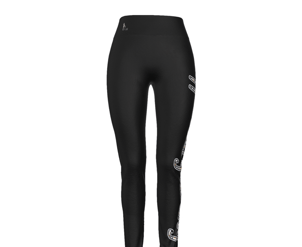 Officially Sexy Halloween Collection Black and Orange Bats Women's High Waist Leggings #2 English