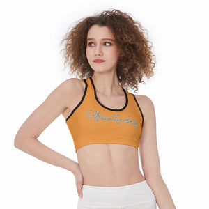 All Officially Sexy Halloween Collection Black and Orange Bats Women's Sports Bra #3