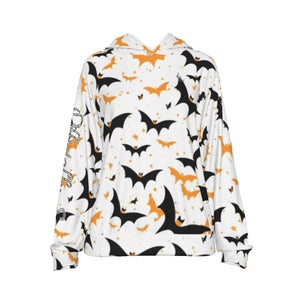 Officially Sexy Halloween Collection Black and Orange Bats Women's White Casual Hoodie #3 (English) 1