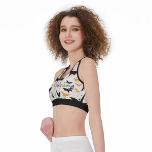 Officially Sexy Halloween Collection Black and Orange Bats Women's White Sports Bra #3 (English) 2