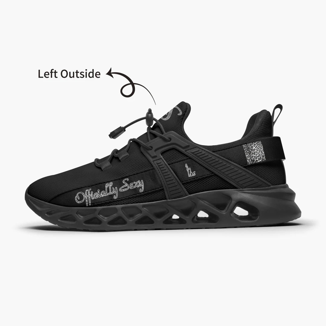 Officially Sexy Snow Leopard Collection Black Mesh Running Shoes (English) 1