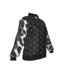 Officially Sexy Snow Leopard Collection Women's Black Girl OS Logo All OverJacket With Large Print Sleeves And Logo On Back (English) #7 2