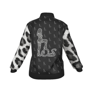 Officially Sexy Snow Leopard Collection Women's Black Girl OS Logo All OverJacket With Large Print Sleeves And Logo On Back (English) #7 3