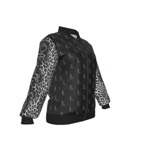 Officially Sexy Snow Leopard Collection Women's Black Girl on OS Logo All Over Jacket Small Print Sleeves (English) 6 2
