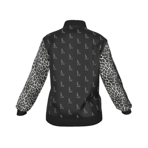 Officially Sexy Snow Leopard Collection Women's Black Girl on OS Logo All Over Jacket Small Print Sleeves (English) 6 3