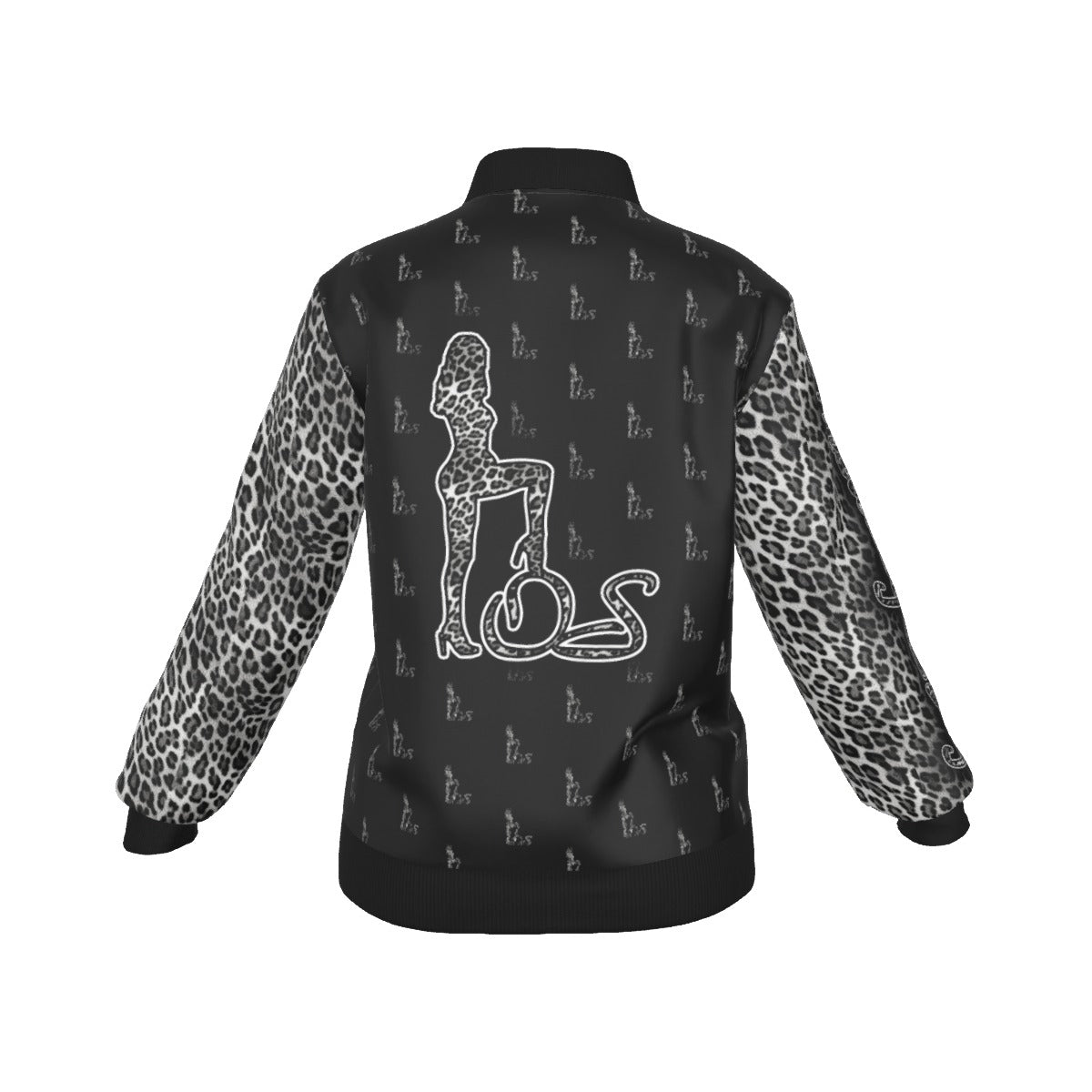 Officially Sexy Snow Leopard Collection Women's Black Girl on OS Logo All Over  Jacket With Small Print Sleeves And Large Logo on Back (English) #8 3