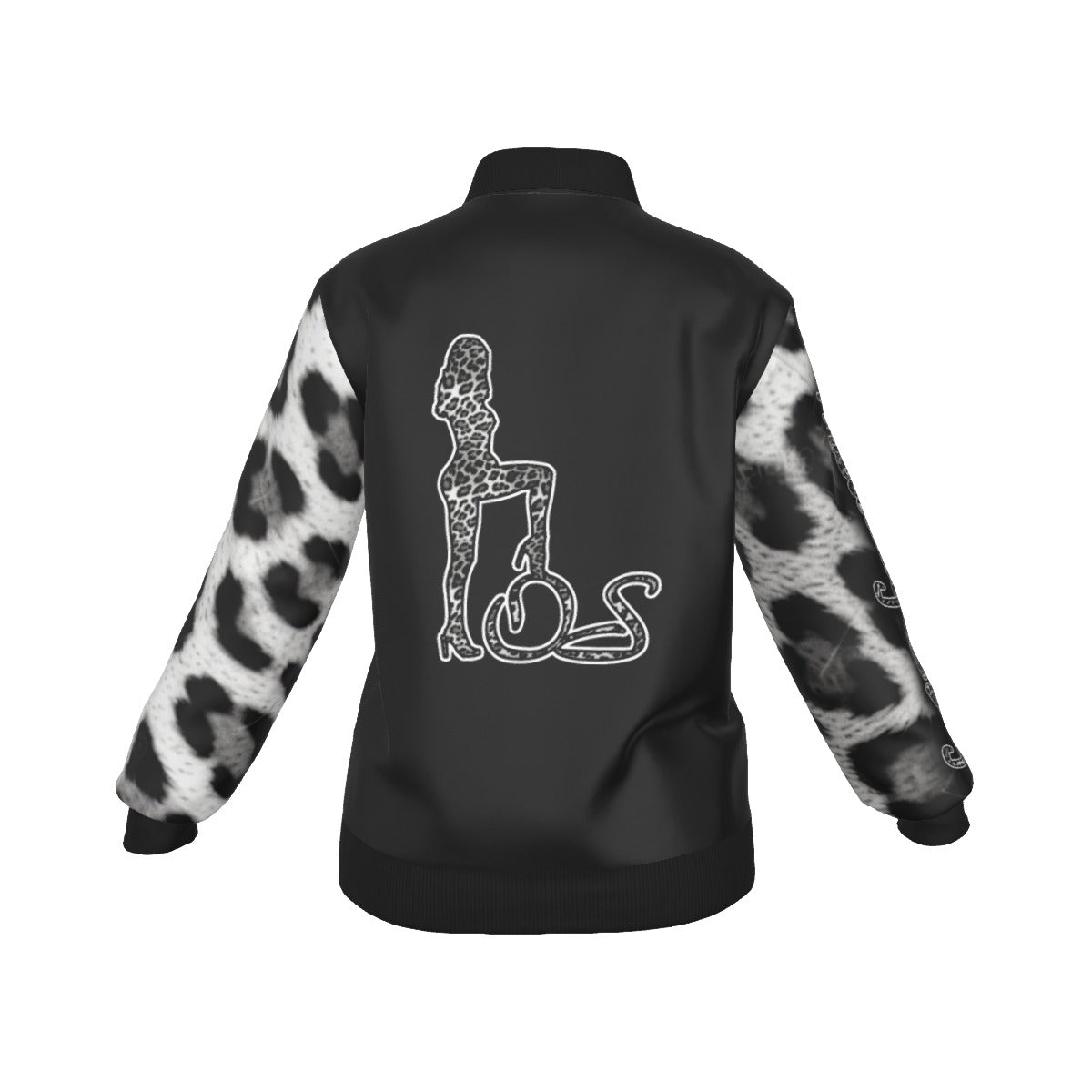 Officially Sexy Snow Leopard Collection Women's Black Jacket Large Print Logo On Back (English) 2 3