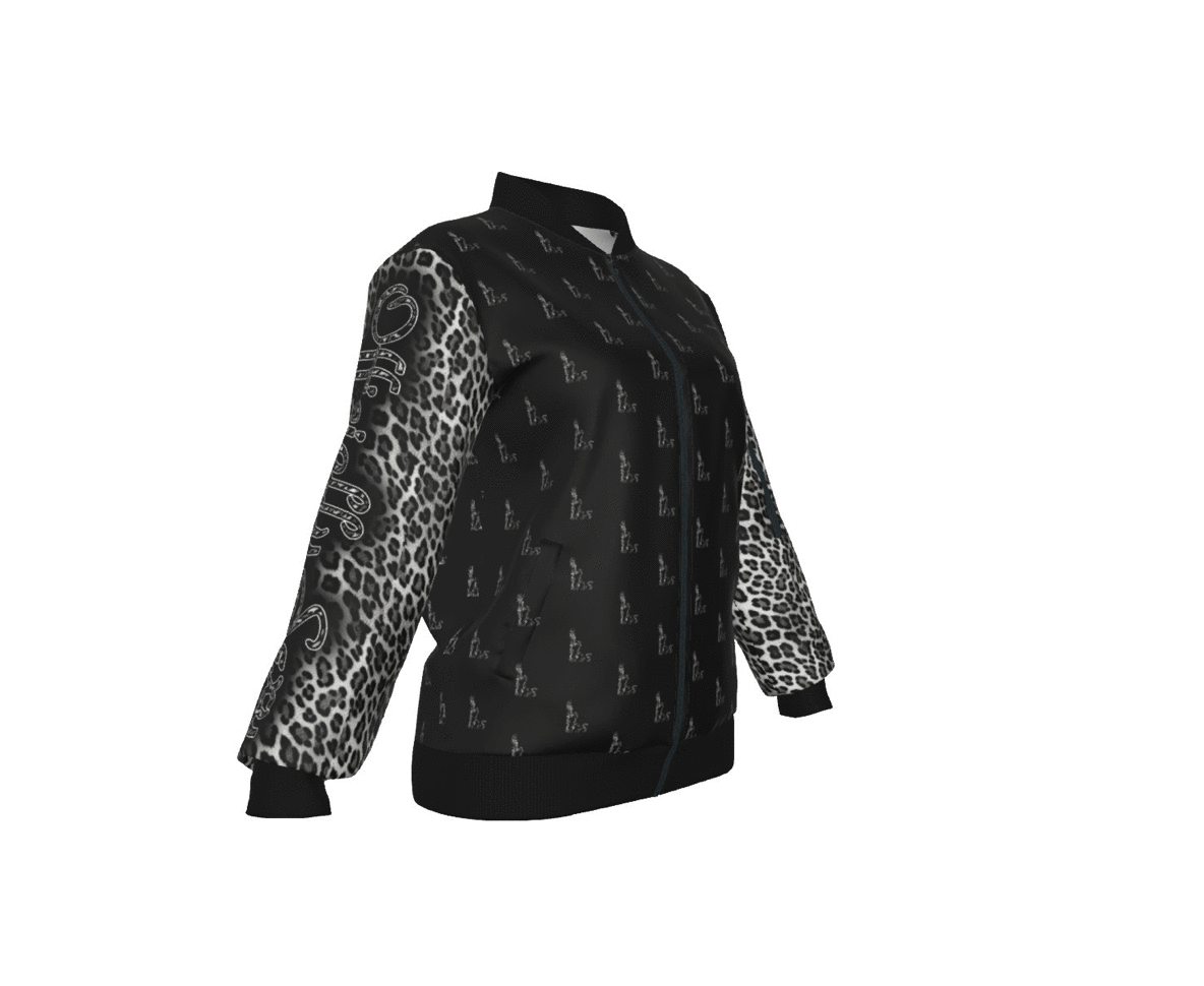 Officially Sexy Snow Leopard Collection Women's Girl on OS Logo All Over Jacket Small Print Sleeves (English) 6 