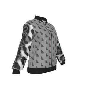 Officially Sexy Snow Leopard Collection Women's Grey Girl OS Logo All OverJacket With Large Print Sleeves And Logo On Back (English) #7 2