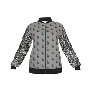 Officially Sexy Snow Leopard Collection Women's Grey Girl on OS Logo All Over Jacket Small Print Sleeves (English) 6 1