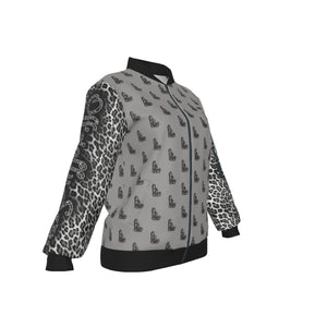 Officially Sexy Snow Leopard Collection Women's Grey Girl on OS Logo All Over Jacket Small Print Sleeves (English) 6 2