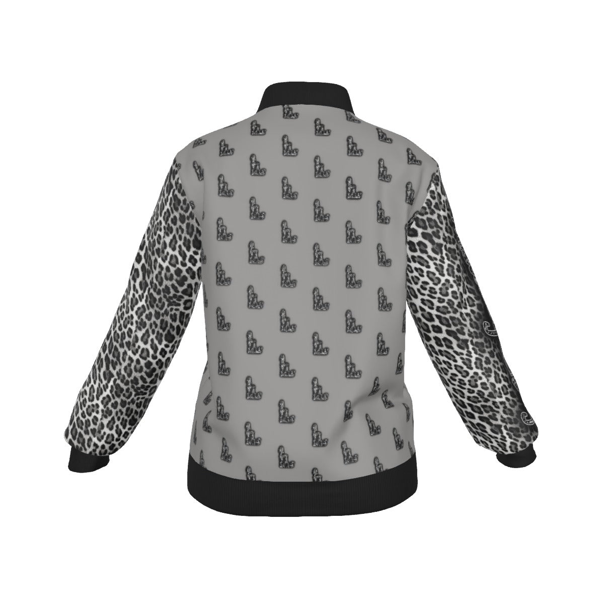 Officially Sexy Snow Leopard Collection Women's Grey Girl on OS Logo All Over Jacket Small Print Sleeves (English) 6 3