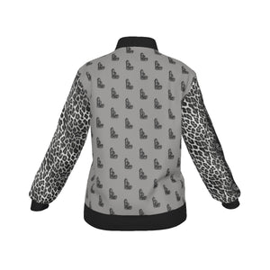 Officially Sexy Snow Leopard Collection Women's Grey Girl on OS Logo All Over Jacket Small Print Sleeves (English) 6 3