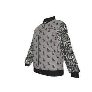 Officially Sexy Snow Leopard Collection Women's Grey Girl on OS Logo All Over Jacket Small Print Sleeves (English) 6 4