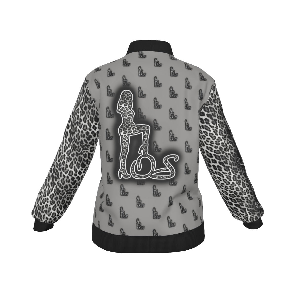 Officially Sexy Snow Leopard Collection Women's Grey Girl on OS Logo All Over  Jacket With Small Print Sleeves And Large Logo on Back (English) #8 3