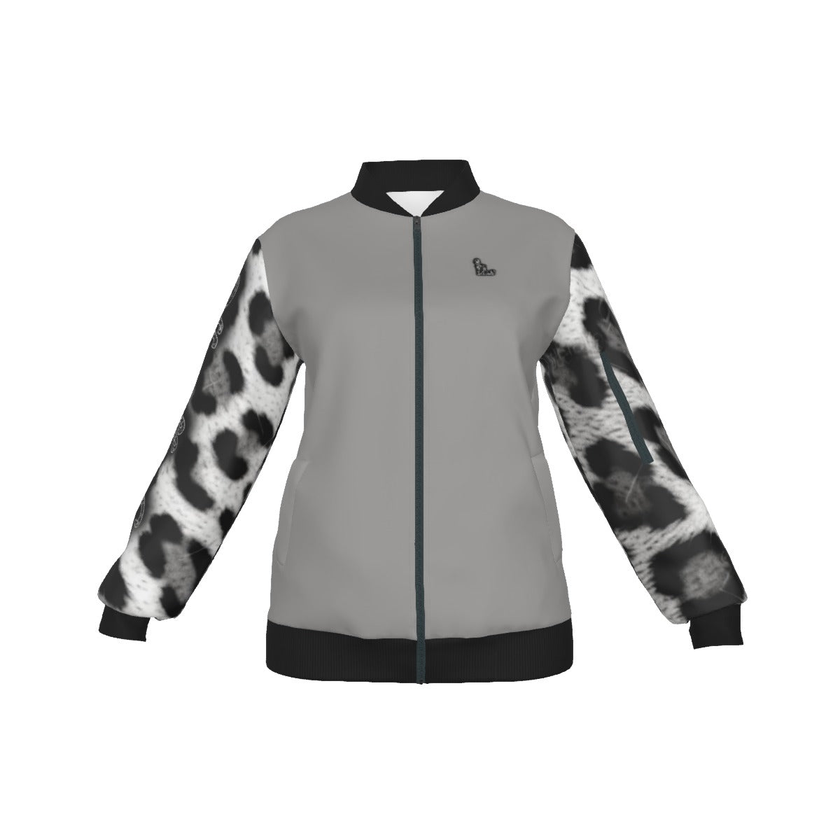 Officially Sexy Snow Leopard Collection Women's Grey Jacket Large Print Logo On Back (English) 2 1