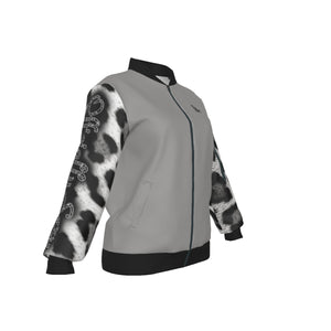 Officially Sexy Snow Leopard Collection Women's Grey Jacket Large Print Logo On Back (English) 2 2