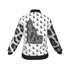 Officially Sexy Snow Leopard Collection Women's White Girl OS Logo All OverJacket With Large Print Sleeves And Logo On Back (English) #7 3
