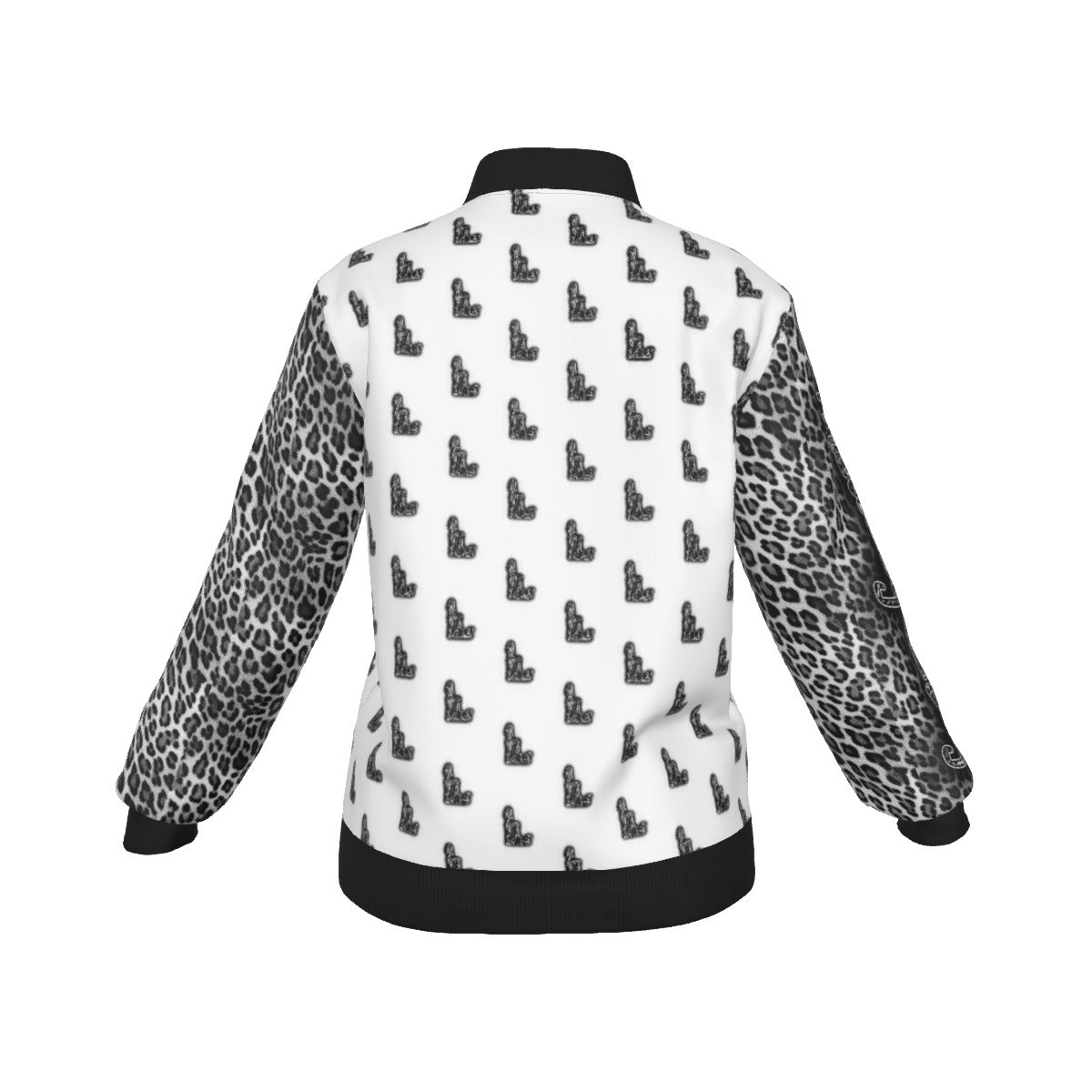 Officially Sexy Snow Leopard Collection Women's White Girl on OS Logo All Over Jacket Small Print Sleeves (English) 6 3