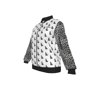 Officially Sexy Snow Leopard Collection Women's White Girl on OS Logo All Over Jacket Small Print Sleeves (English) 6 4