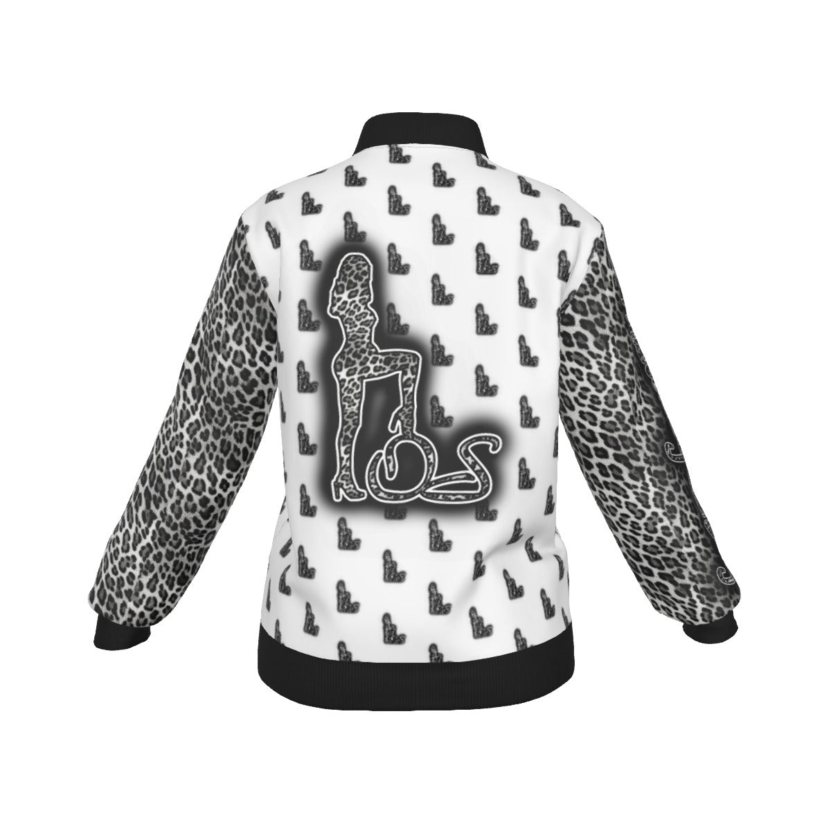 Officially Sexy Snow Leopard Collection Women's White Girl on OS Logo All Over  Jacket With Small Print Sleeves And Large Logo on Back (English) #8 3