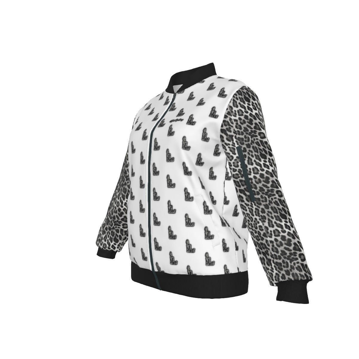 Officially Sexy Snow Leopard Collection Women's White Girl on OS Logo All Over  Jacket With Small Print Sleeves And Large Logo on Back (English) #8 4