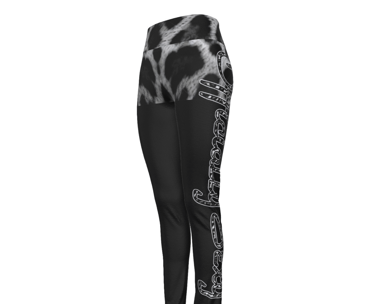 All Colors Officially Sexy Snow Leopard Print Collection Women's AOP High Waist Booty Popper Leggings #2 (English) 