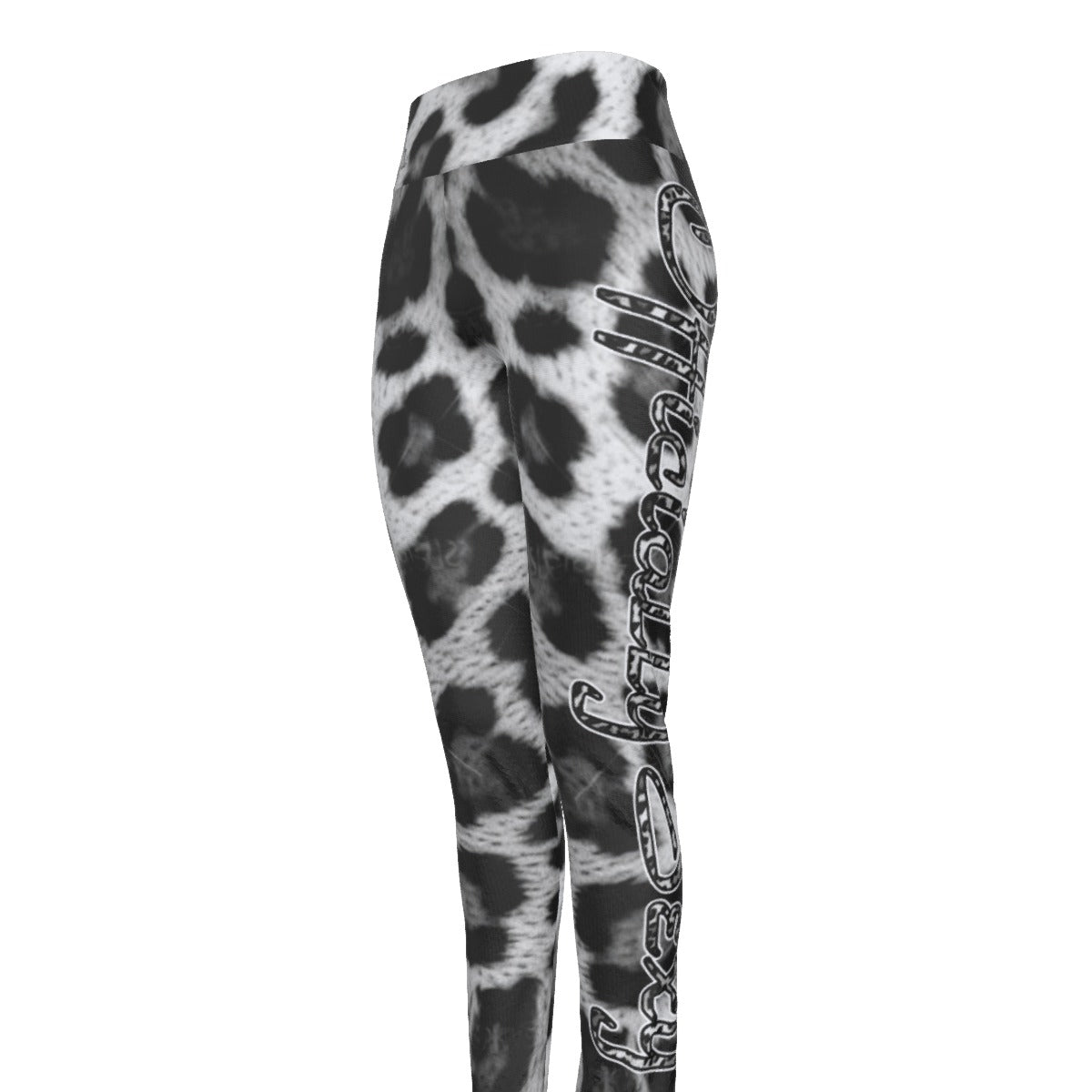 Officially Sexy Snow Leopard Print Collection Women's AOP High Waist Leggings #2 (English) 4