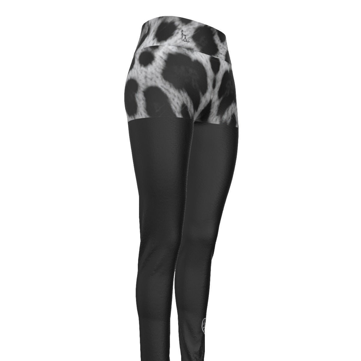  Officially Sexy Snow Leopard Print Collection Women's Black AOP High Waist Booty Popper Leggings #2 (English) 2