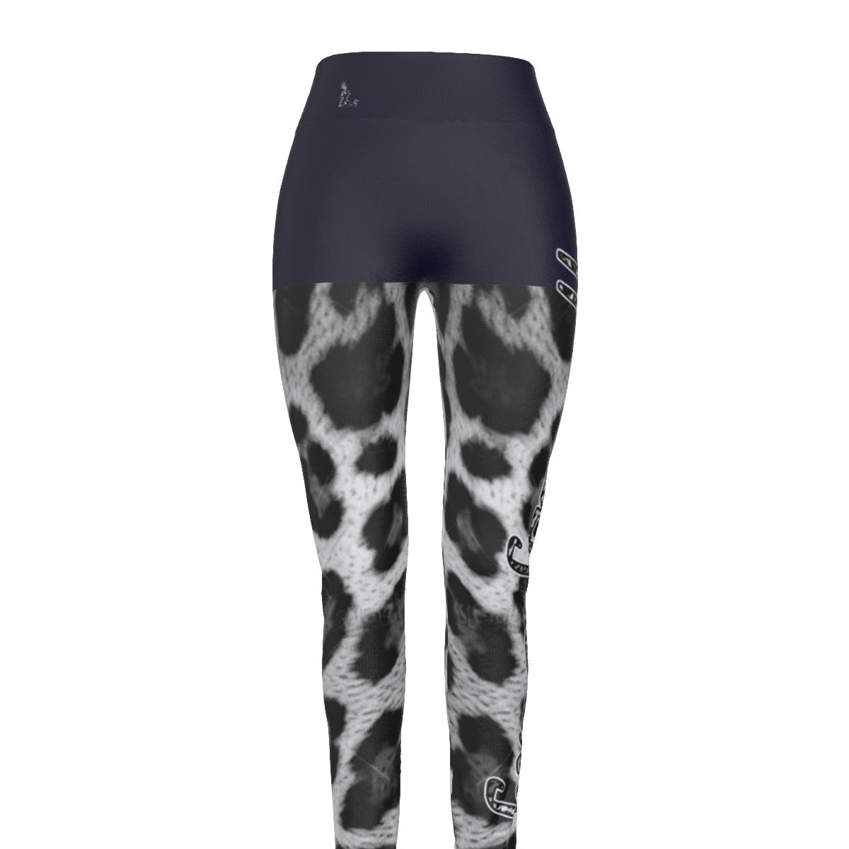 Officially Sexy Snow Leopard Print Collection Women's Black High Waist Booty Popper Leggings #2 (English) 1