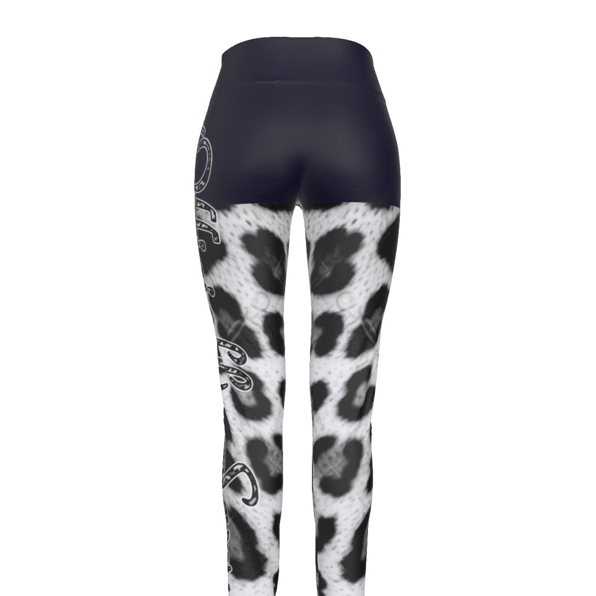 Officially Sexy Snow Leopard Print Collection Women's Black High Waist Booty Popper Leggings #2 (English) 3