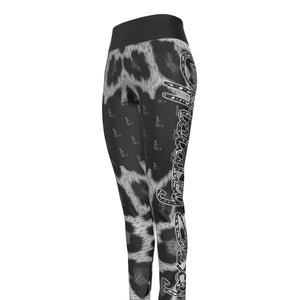 Officially Sexy Snow Leopard Print Collection Women's Black High Waist Thigh High Booty Popper Leggings #2 No OS (English) 4