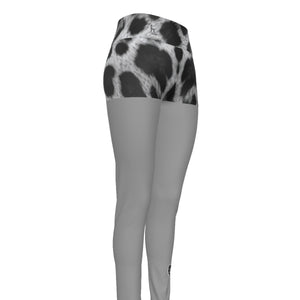  Officially Sexy Snow Leopard Print Collection Women's Grey AOP High Waist Booty Popper Leggings #2 (English) 2