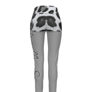  Officially Sexy Snow Leopard Print Collection Women's Grey AOP High Waist Booty Popper Leggings #2 (English) 3