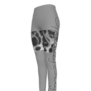 Officially Sexy Snow Leopard Print Collection Women's Grey High Waist Booty Popper Leggings 2.2 #2 (English) 4