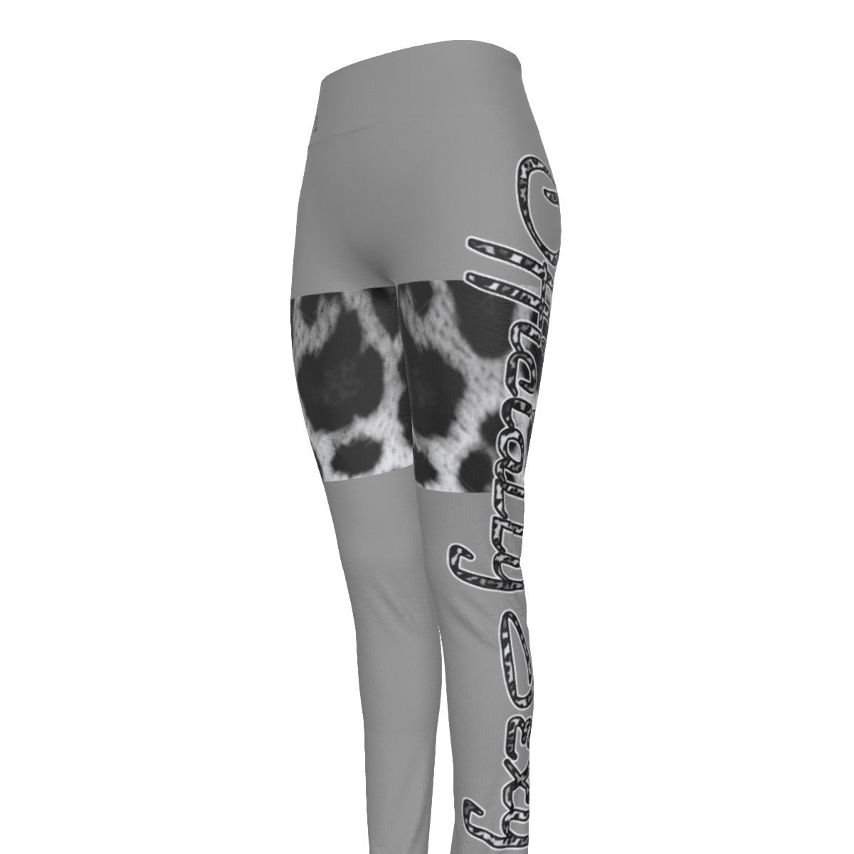 Officially Sexy Snow Leopard Print Collection Women's Grey High Waist Booty Popper Leggings 2 #2 (English) 4