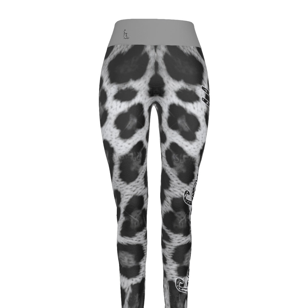 Officially Sexy Snow Leopard Print Collection Women's Grey High Waist Leggings #2 (English) 1