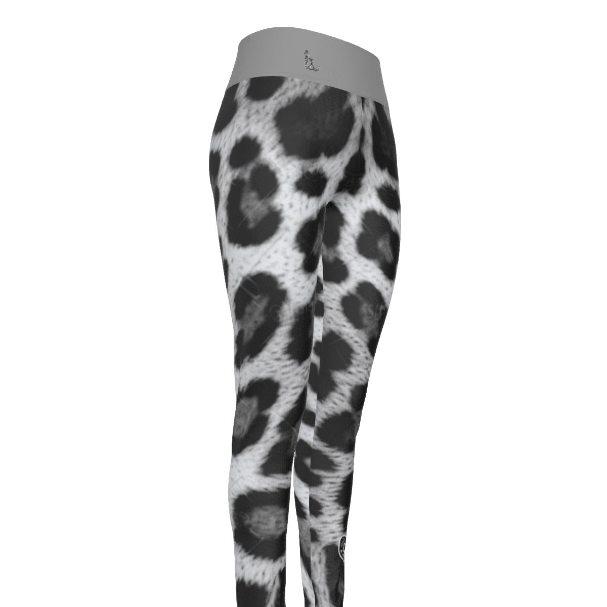 Officially Sexy Snow Leopard Print Collection Women's Grey High Waist Leggings #2 (English) 2
