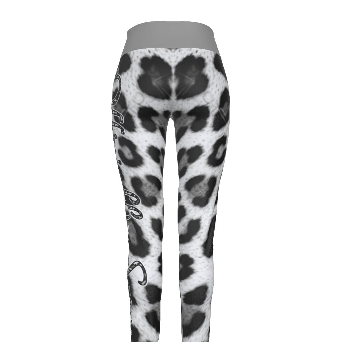 Officially Sexy Snow Leopard Print Collection Women's Grey High Waist Leggings #2 (English) 3