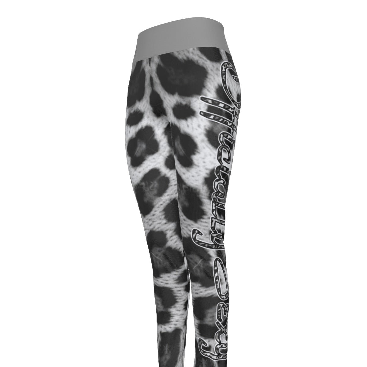 Officially Sexy Snow Leopard Print Collection Women's Grey High Waist Leggings #2 (English) 4